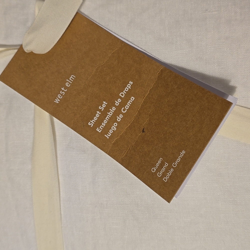 ❤️BUY 2 GET 1 FREE West Elm European Flax Linen Sheet Set, White,vQueen, $279 - Picture 16 of 16